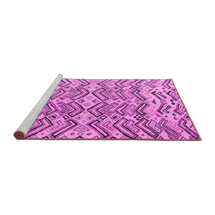Sideview of Machine Washable Abstract Pink Modern Rug, wshabs4741pnk