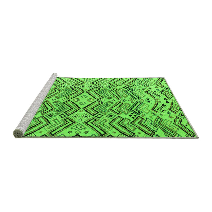 Sideview of Machine Washable Abstract Green Modern Area Rugs, wshabs4741grn
