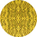 Round Abstract Yellow Modern Rug, abs4741yw