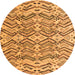 Round Machine Washable Abstract Orange Modern Area Rugs, wshabs4741org