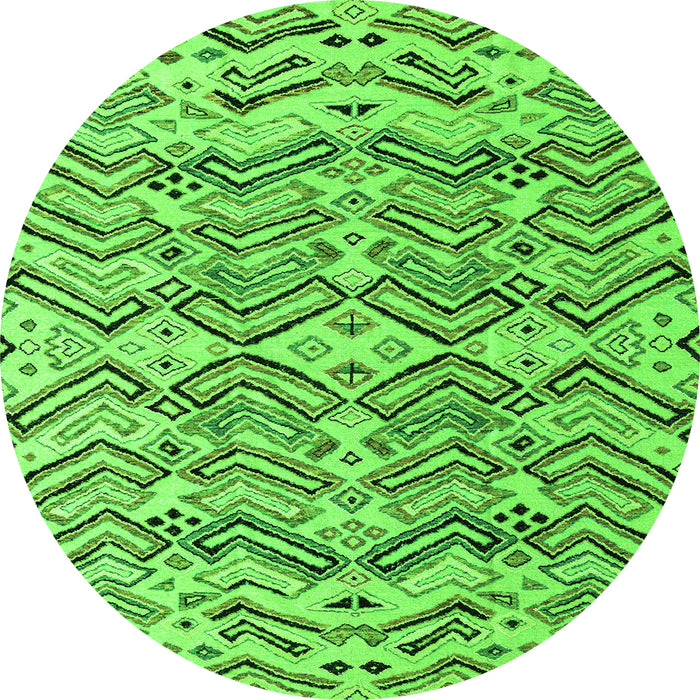 Round Abstract Green Modern Rug, abs4741grn
