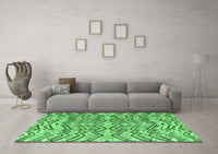 Machine Washable Abstract Emerald Green Modern Rug, wshabs4741emgrn