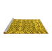 Sideview of Machine Washable Abstract Yellow Modern Rug, wshabs4741yw