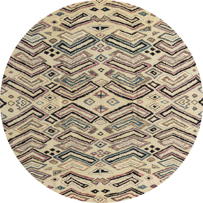 Round Machine Washable Abstract Brown Rug, wshabs4741