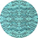 Round Machine Washable Abstract Light Blue Modern Rug, wshabs4741lblu