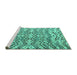 Sideview of Machine Washable Abstract Turquoise Modern Area Rugs, wshabs4741turq