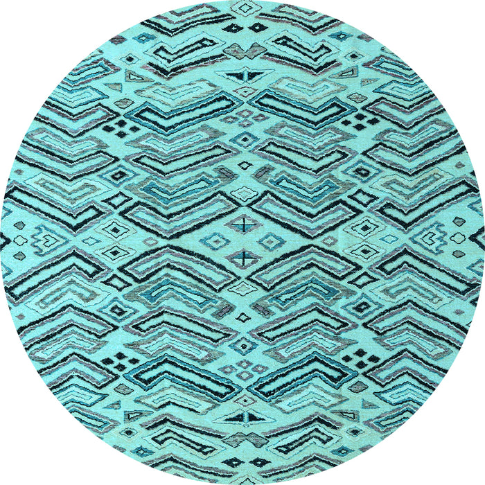 Round Abstract Light Blue Modern Rug, abs4741lblu