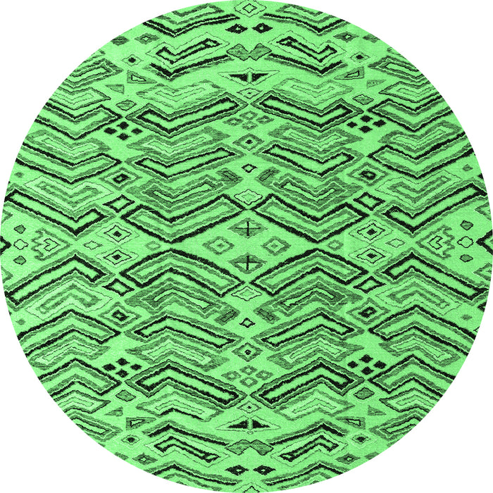 Round Abstract Emerald Green Modern Rug, abs4741emgrn
