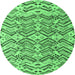 Round Abstract Emerald Green Modern Rug, abs4741emgrn