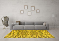 Machine Washable Abstract Yellow Modern Rug, wshabs4741yw