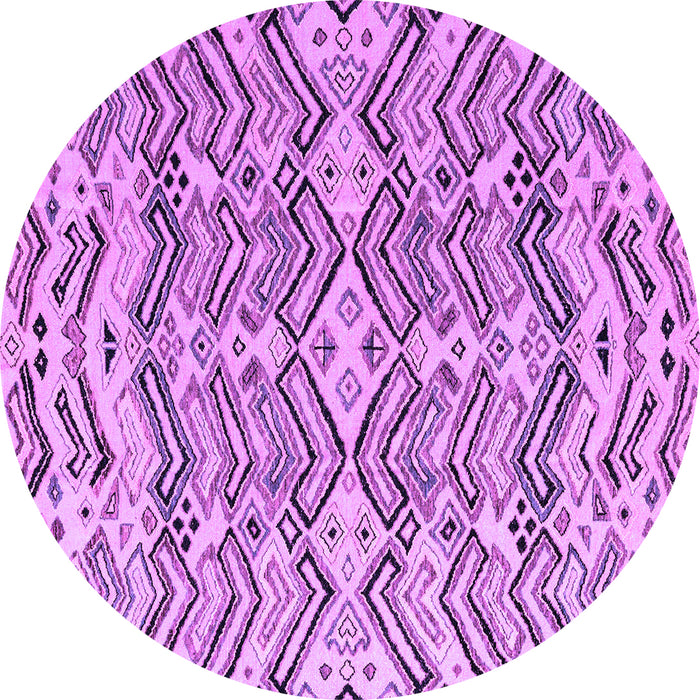 Round Machine Washable Abstract Purple Modern Area Rugs, wshabs4741pur