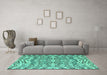 Machine Washable Abstract Turquoise Modern Area Rugs in a Living Room,, wshabs4741turq