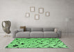 Machine Washable Abstract Emerald Green Modern Area Rugs in a Living Room,, wshabs4742emgrn