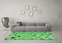 Machine Washable Abstract Emerald Green Modern Rug, wshabs4742emgrn