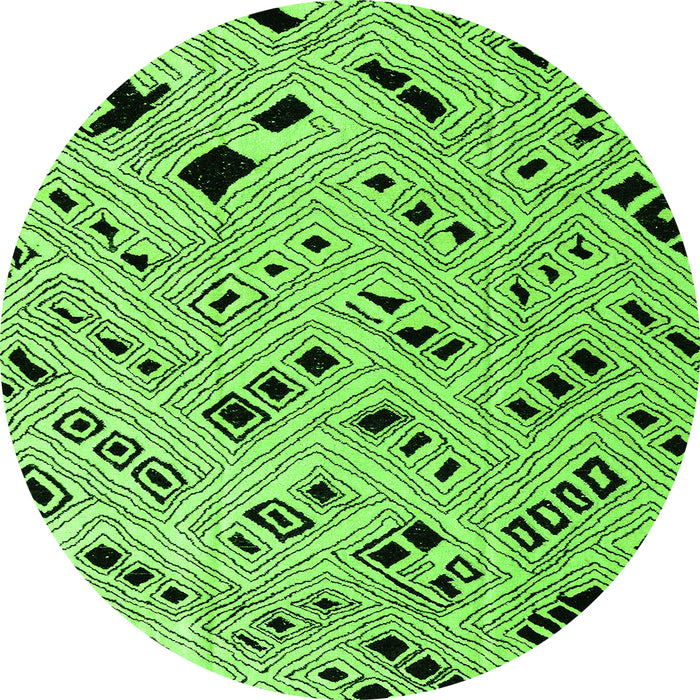 Round Machine Washable Abstract Green Modern Area Rugs, wshabs4742grn