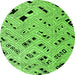 Round Machine Washable Abstract Green Modern Area Rugs, wshabs4742grn