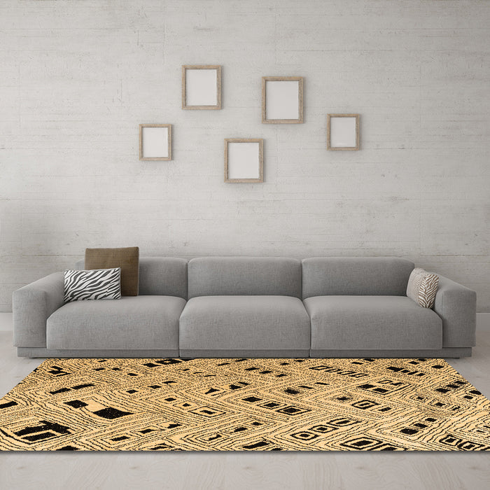 Machine Washable Abstract Brown Modern Rug in a Living Room,, wshabs4742brn