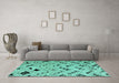 Machine Washable Abstract Turquoise Modern Area Rugs in a Living Room,, wshabs4742turq