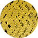 Round Abstract Yellow Modern Rug, abs4742yw