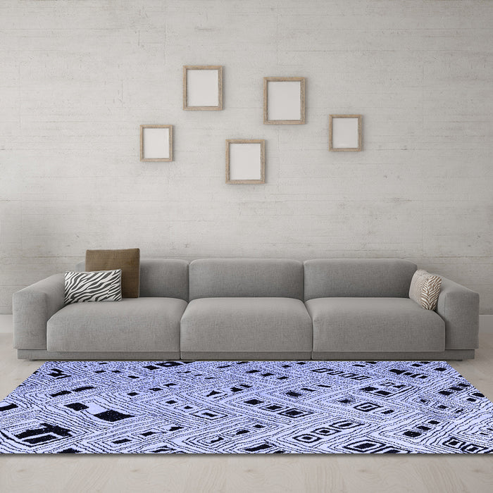Machine Washable Abstract Blue Modern Rug in a Living Room, wshabs4742blu