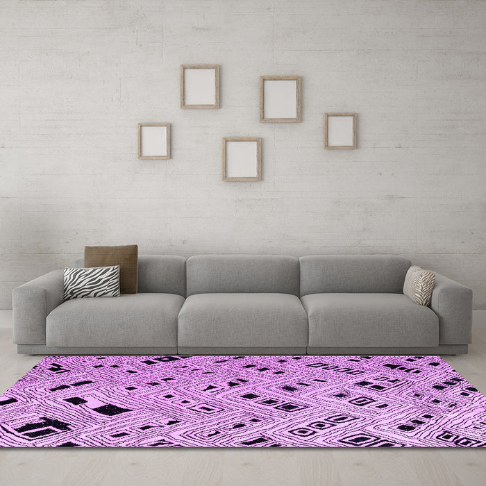 Machine Washable Abstract Purple Modern Area Rugs in a Living Room, wshabs4742pur