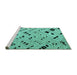 Sideview of Machine Washable Abstract Turquoise Modern Area Rugs, wshabs4742turq