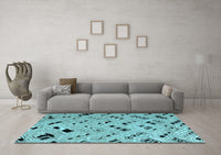 Machine Washable Abstract Light Blue Modern Rug, wshabs4742lblu