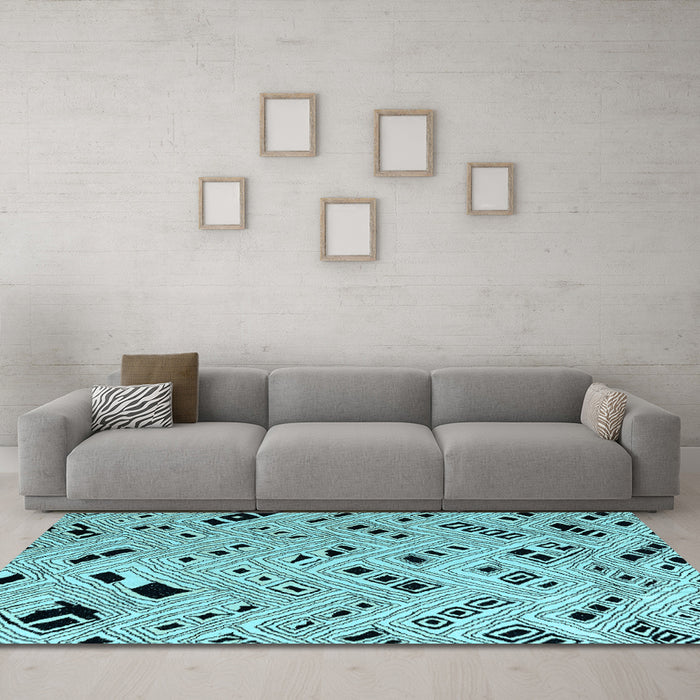 Machine Washable Abstract Light Blue Modern Rug in a Living Room, wshabs4742lblu