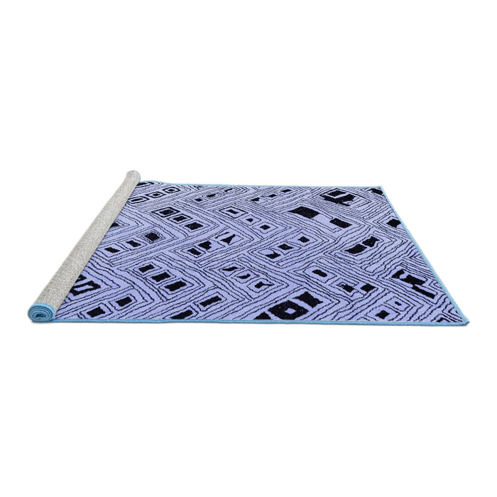 Sideview of Machine Washable Abstract Blue Modern Rug, wshabs4742blu