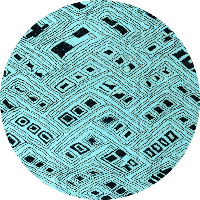 Round Abstract Light Blue Modern Rug, abs4742lblu