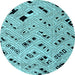 Round Abstract Light Blue Modern Rug, abs4742lblu