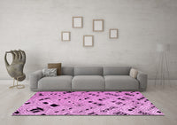 Machine Washable Abstract Pink Modern Rug, wshabs4742pnk