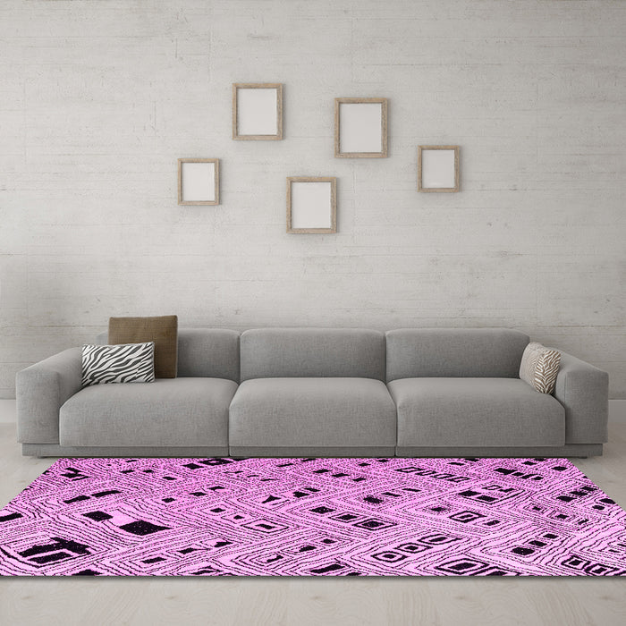 Machine Washable Abstract Pink Modern Rug in a Living Room, wshabs4742pnk