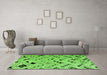 Machine Washable Abstract Green Modern Area Rugs in a Living Room,, wshabs4742grn