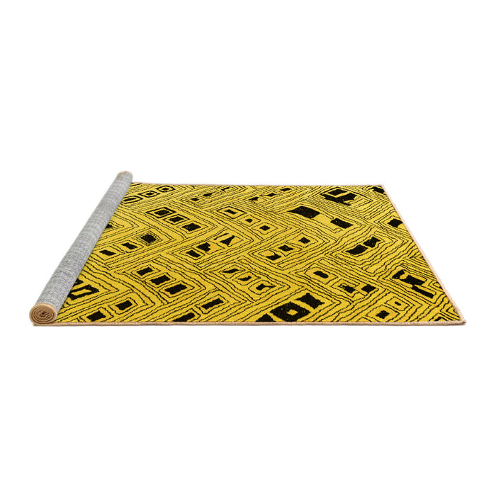 Sideview of Machine Washable Abstract Yellow Modern Rug, wshabs4742yw