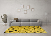 Machine Washable Abstract Yellow Modern Rug, wshabs4742yw