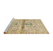 Sideview of Machine Washable Abstract Brown Gold Rug, wshabs4743