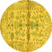 Round Oriental Yellow Traditional Rug, abs4743yw