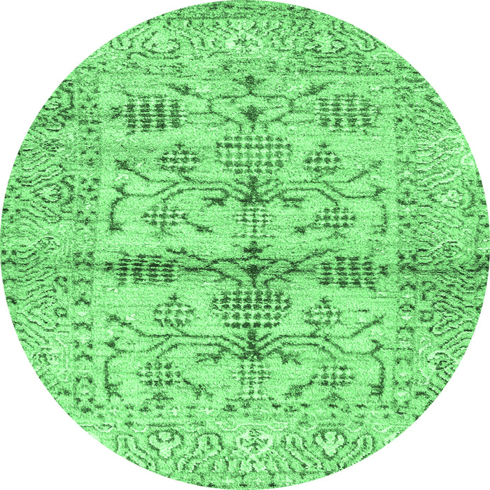 Round Oriental Emerald Green Traditional Rug, abs4743emgrn