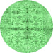 Round Oriental Emerald Green Traditional Rug, abs4743emgrn