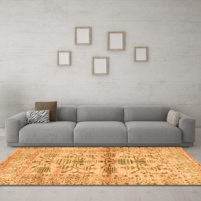 Machine Washable Oriental Orange Traditional Area Rugs in a Living Room, wshabs4743org