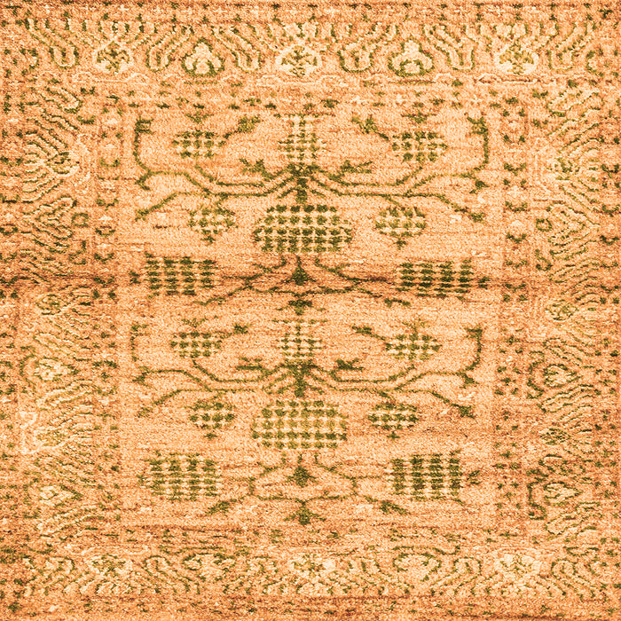 Square Machine Washable Oriental Orange Traditional Area Rugs, wshabs4743org