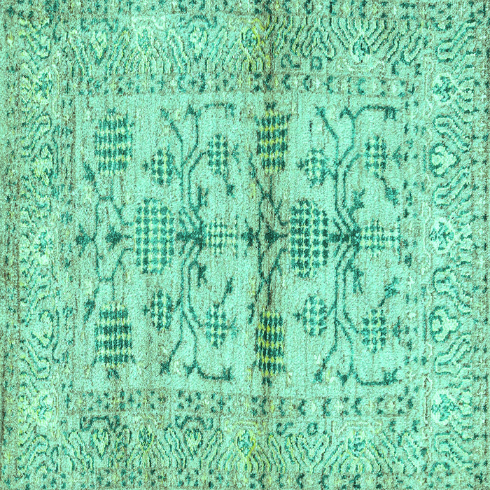 Square Oriental Turquoise Traditional Rug, abs4743turq