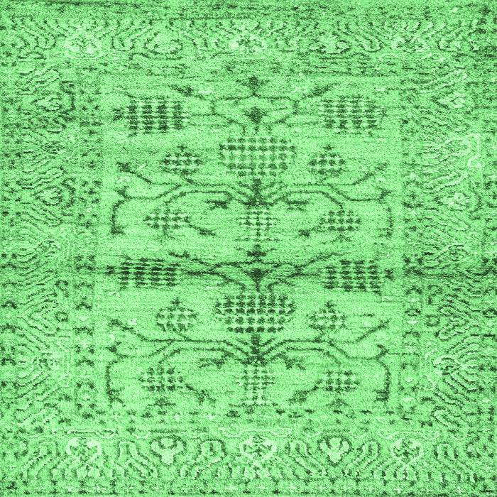 Square Machine Washable Oriental Emerald Green Traditional Area Rugs, wshabs4743emgrn