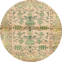 Round Machine Washable Abstract Brown Gold Rug, wshabs4743