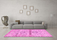 Machine Washable Oriental Pink Traditional Rug, wshabs4743pnk