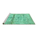 Sideview of Machine Washable Oriental Turquoise Traditional Area Rugs, wshabs4743turq