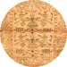 Round Oriental Orange Traditional Rug, abs4743org