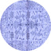 Round Oriental Blue Traditional Rug, abs4743blu