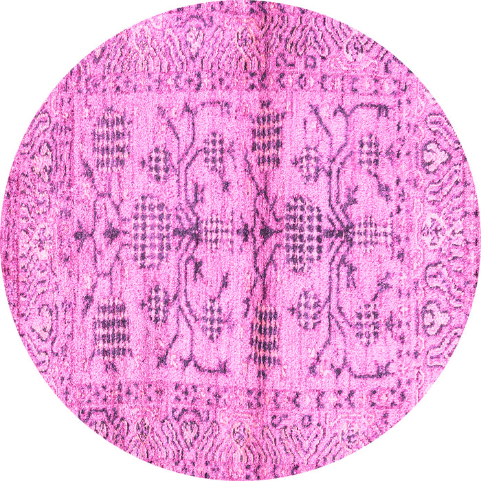 Round Oriental Pink Traditional Rug, abs4743pnk